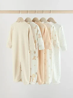 Next Neutral Bear Character Sleepsuits 5 Pack (0mths-2yrs) Clearance