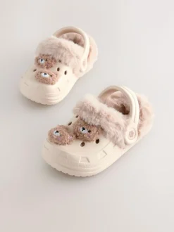 Next Faux Fur Lined Clog Slippers Neutral Bear Online