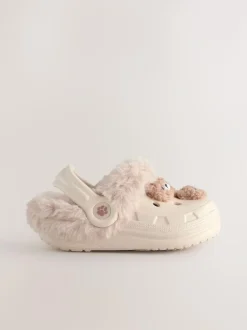 Next Faux Fur Lined Clog Slippers Neutral Bear Online