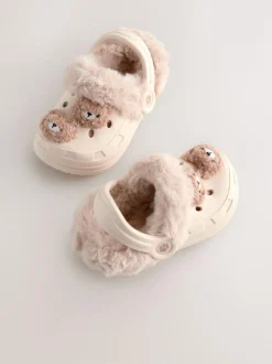 Next Faux Fur Lined Clog Slippers Neutral Bear Online