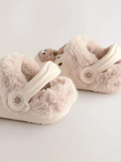Next Faux Fur Lined Clog Slippers Neutral Bear Online