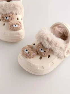 Next Faux Fur Lined Clog Slippers Neutral Bear Online