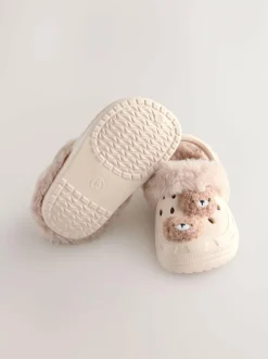 Next Faux Fur Lined Clog Slippers Neutral Bear Online
