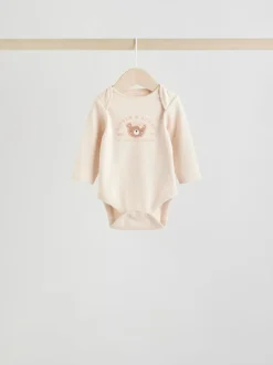 Next Long Sleeve Baby Bodysuits 5 Pack Neutral Bear New
