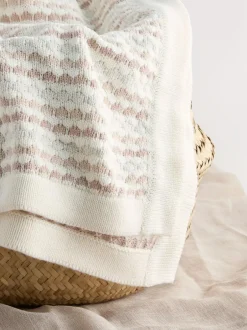 Next Neutral Bobble Bobble Stripe Knitted Baby Blanket Sale