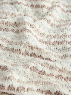 Next Neutral Bobble Bobble Stripe Knitted Baby Blanket Sale