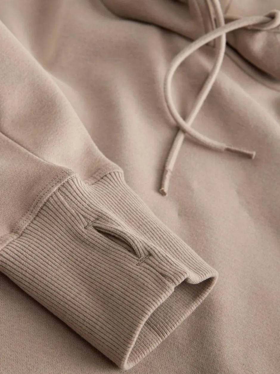 Next Neutral Brown Active Longline Overhead Seam Detail Supersoft Hoodie with Pockets Clearance