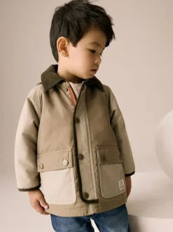 Next Hooded Cord Collar Shower Resistant Coat (3mths-7yrs) Neutral Brown Sale