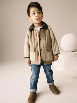 Next Hooded Cord Collar Shower Resistant Coat (3mths-7yrs) Neutral Brown Sale