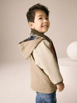 Next Hooded Cord Collar Shower Resistant Coat (3mths-7yrs) Neutral Brown Sale