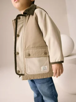 Next Hooded Cord Collar Shower Resistant Coat (3mths-7yrs) Neutral Brown Sale