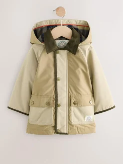 Next Hooded Cord Collar Shower Resistant Coat (3mths-7yrs) Neutral Brown Sale