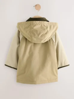 Next Hooded Cord Collar Shower Resistant Coat (3mths-7yrs) Neutral Brown Sale