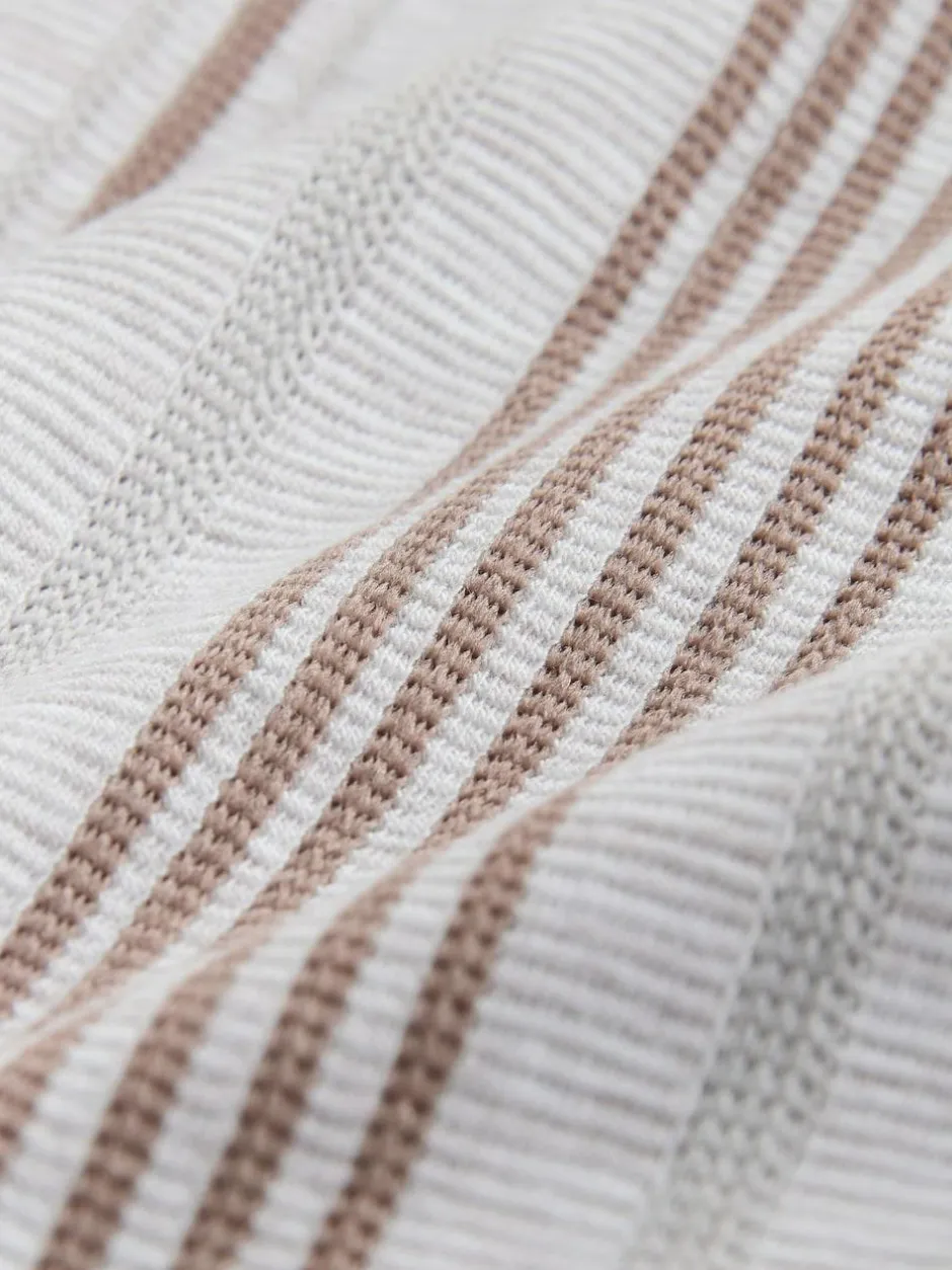 Next Regular Fit Stripe Short Sleeve Jersey Shirt Neutral Brown Hot