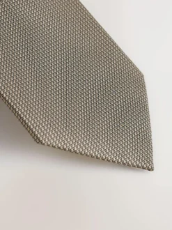 Next Neutral Brown Slim Textured Tie Online