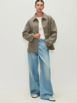 Next Brushed Collared Jacket Neutral Hot