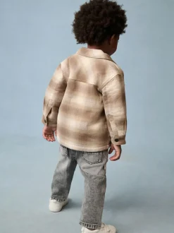 Next Borg Lined Check Shacket (3mths-7yrs) Neutral Check Sale