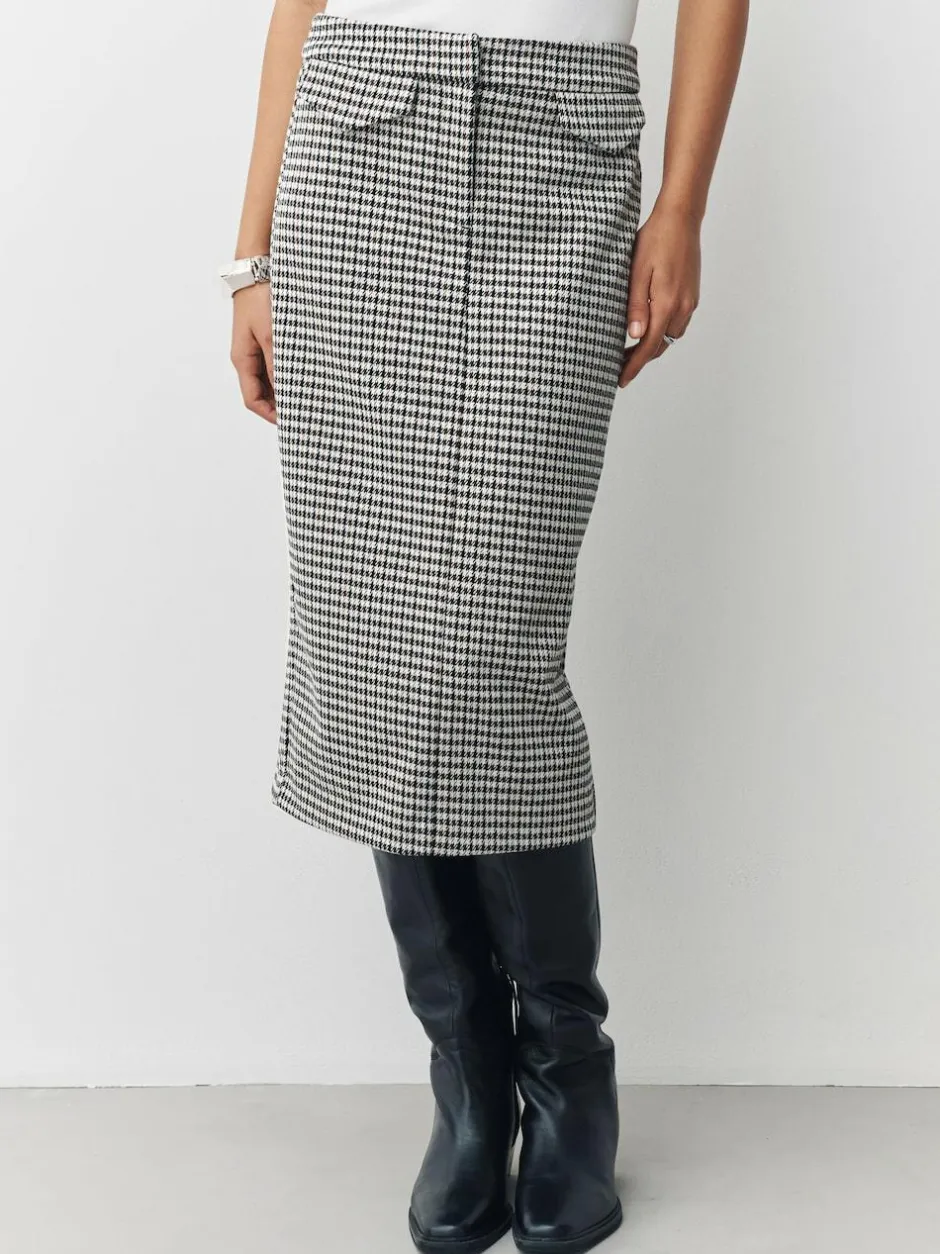 Next Ponte Pencil Skirt Neutral Check Discount