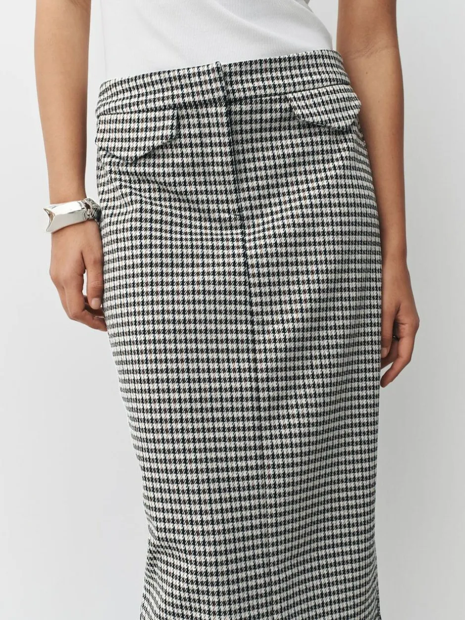 Next Ponte Pencil Skirt Neutral Check Discount