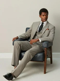Next Contrast Fabric Detail Suit Waistcoat Neutral Clearance