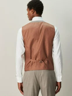 Next Contrast Fabric Detail Suit Waistcoat Neutral Clearance