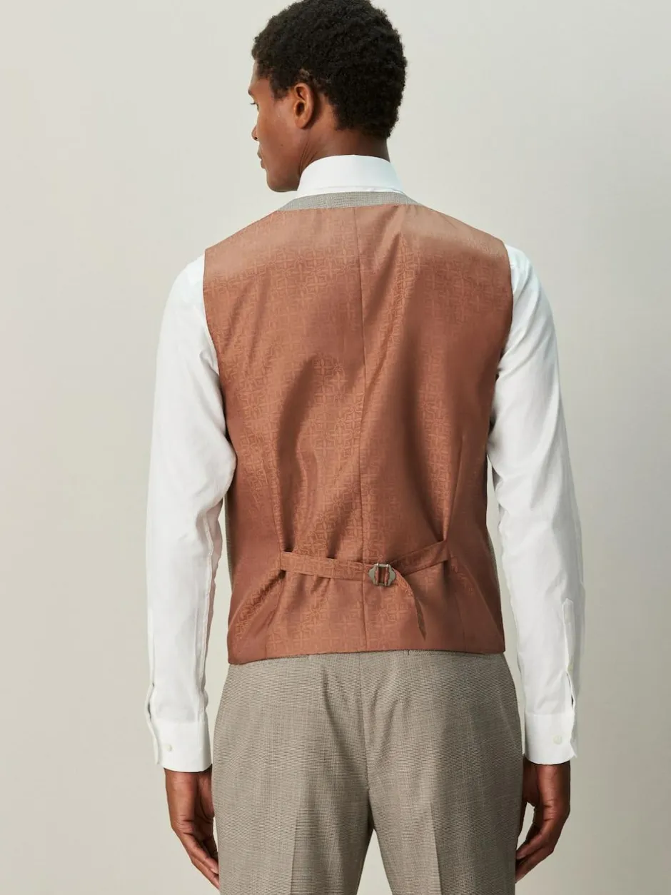 Next Contrast Fabric Detail Suit Waistcoat Neutral Clearance