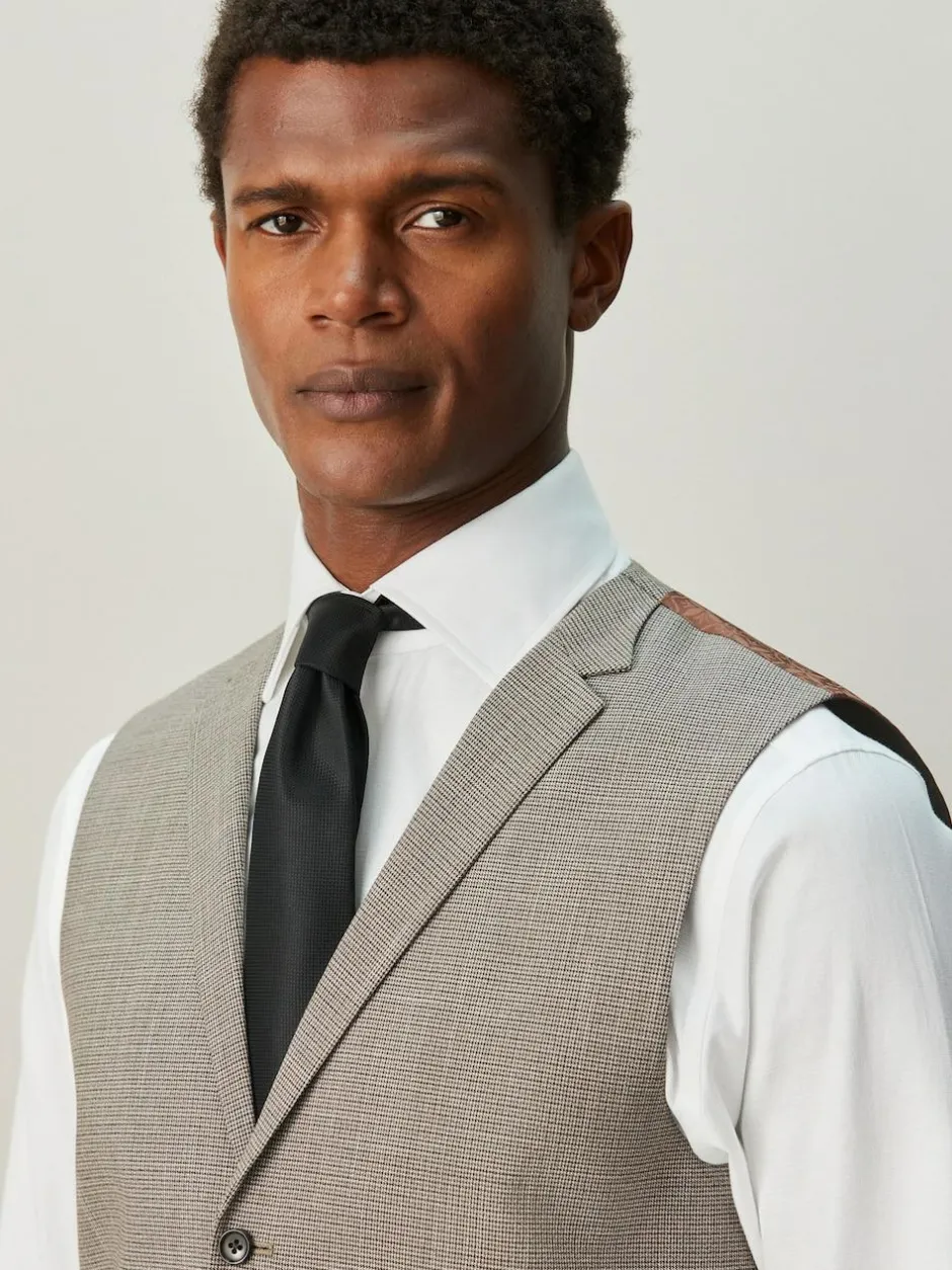 Next Contrast Fabric Detail Suit Waistcoat Neutral Clearance