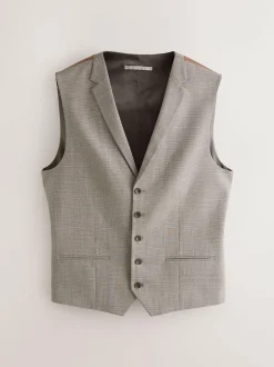 Next Contrast Fabric Detail Suit Waistcoat Neutral Clearance