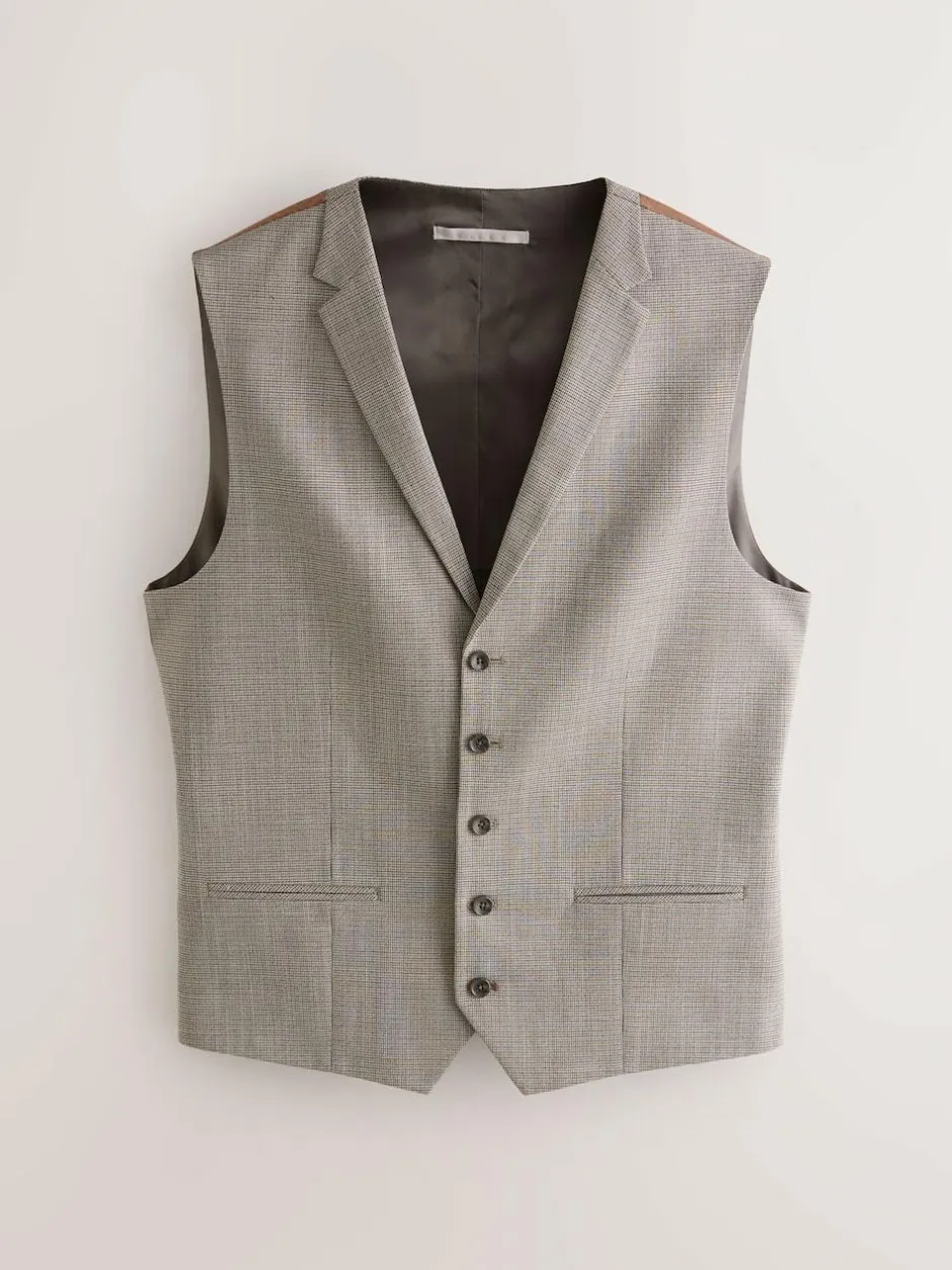 Next Contrast Fabric Detail Suit Waistcoat Neutral Clearance