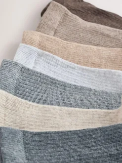 Next Cotton Rich Fine Rib Socks 7 Pack Neutral Online