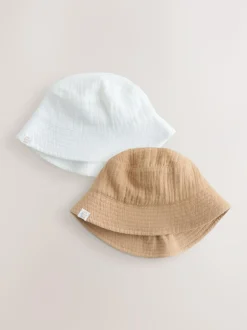 Next Crinkle Baby Bucket Hats 2 Pack Neutral Sale
