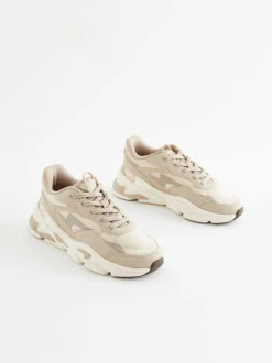 Next Elastic Lace Trainers Neutral New