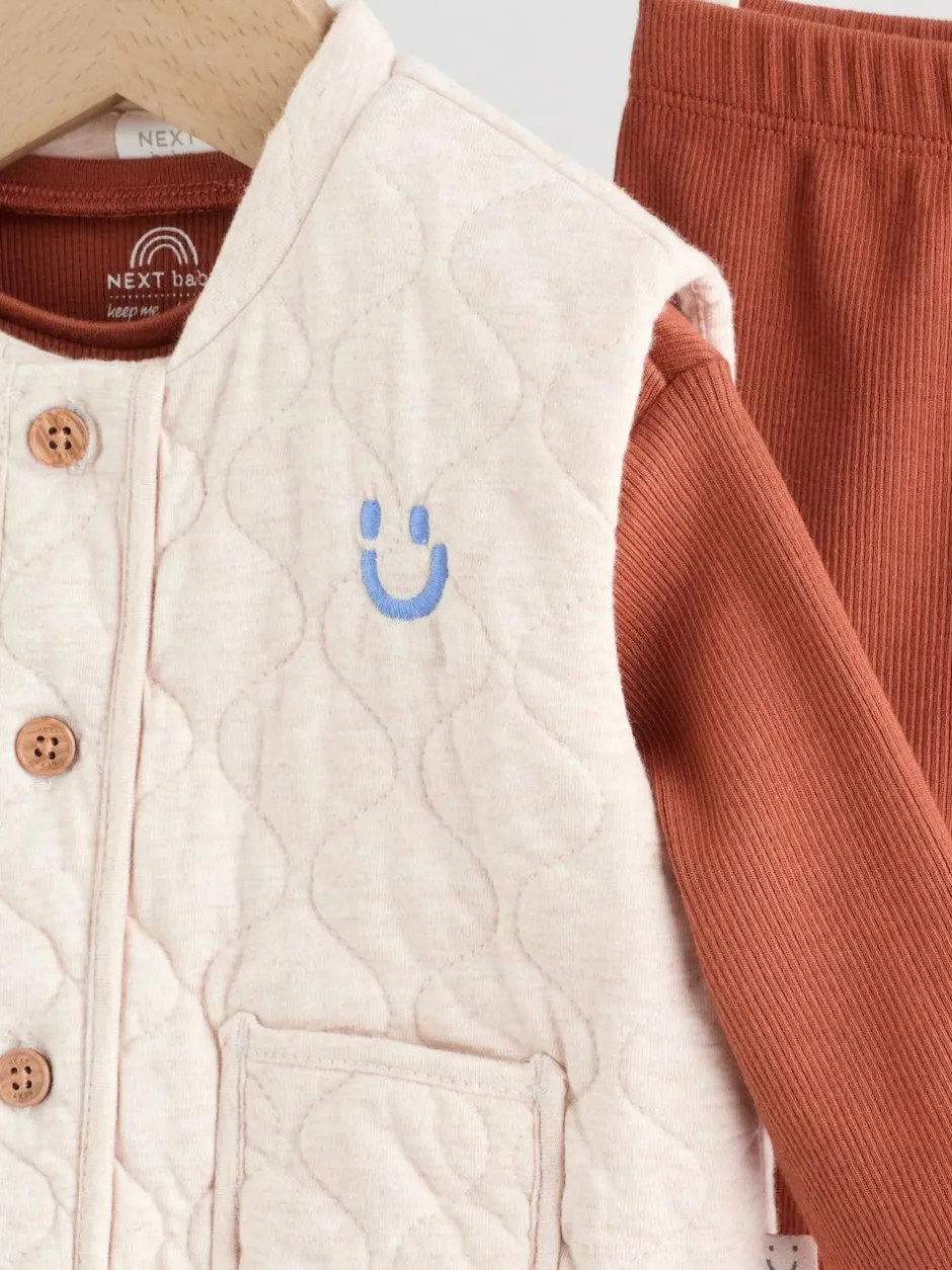Next Baby Gilet Top and Leggings Set (0mths-2yrs) Neutral Faces Outlet