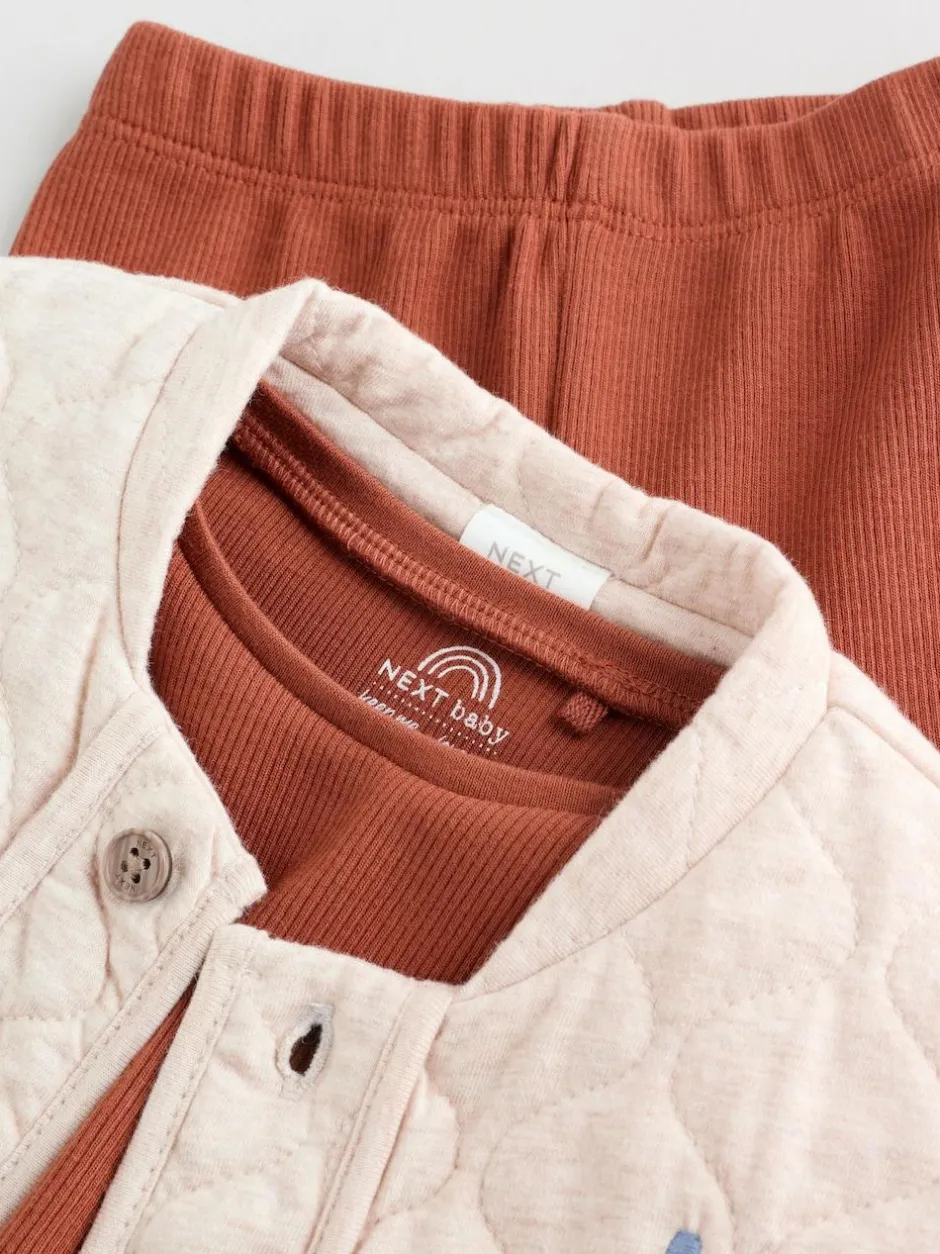Next Baby Gilet Top and Leggings Set (0mths-2yrs) Neutral Faces Outlet