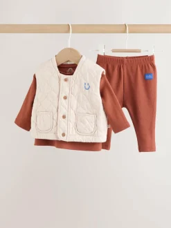 Next Baby Gilet Top and Leggings Set (0mths-2yrs) Neutral Faces Outlet