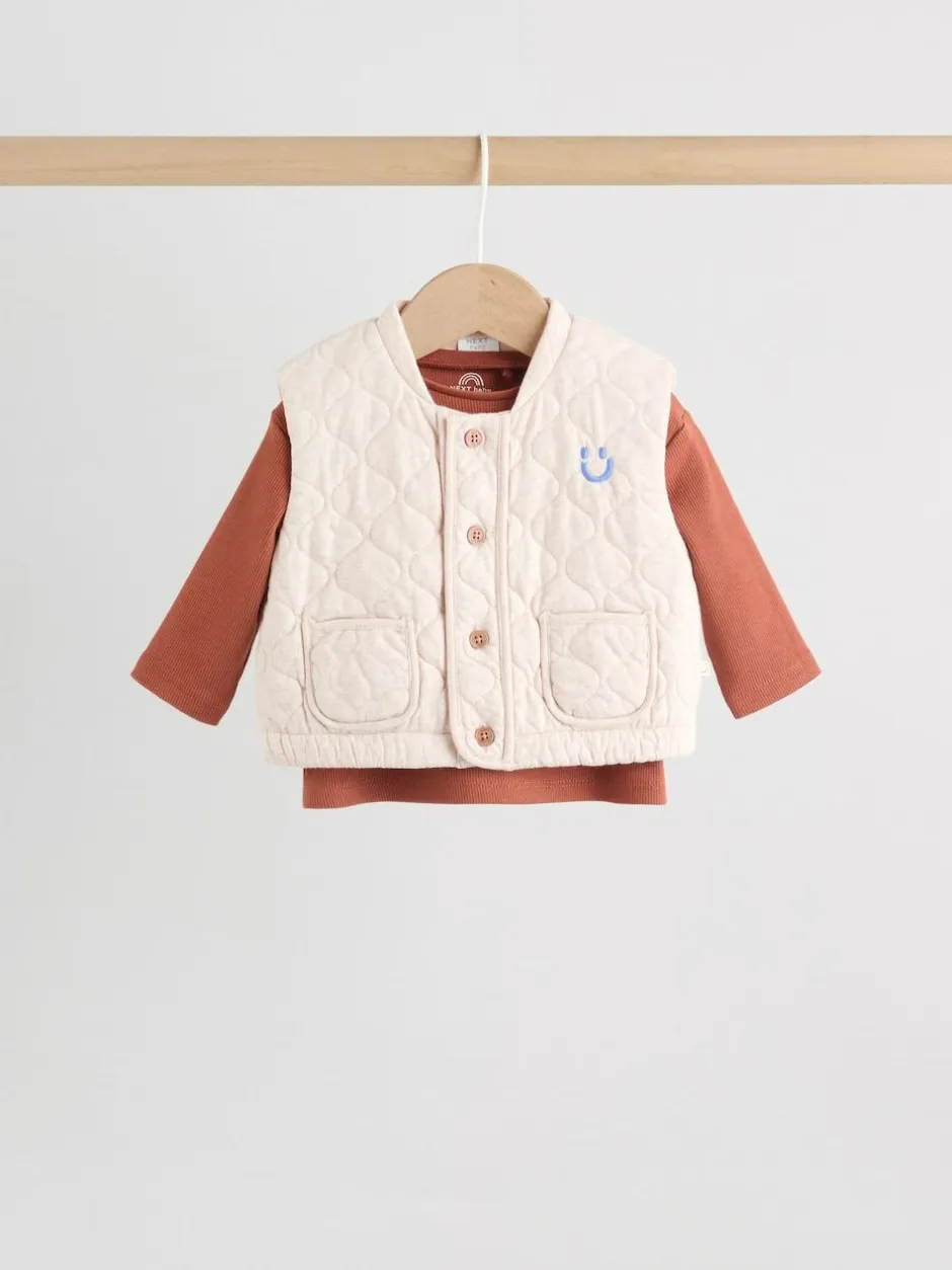 Next Baby Gilet Top and Leggings Set (0mths-2yrs) Neutral Faces Outlet