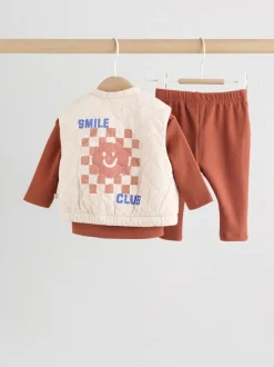 Next Baby Gilet Top and Leggings Set (0mths-2yrs) Neutral Faces Outlet