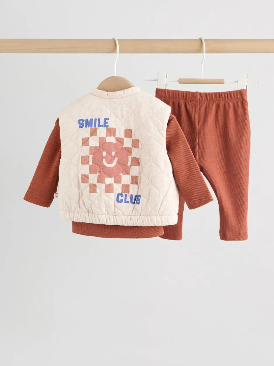 Next Baby Gilet Top and Leggings Set (0mths-2yrs) Neutral Faces Outlet