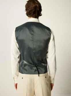 Next Flannel Suit Waistcoat Neutral Sale