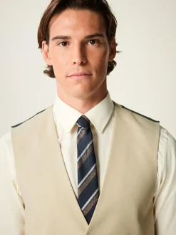 Next Flannel Suit Waistcoat Neutral Sale