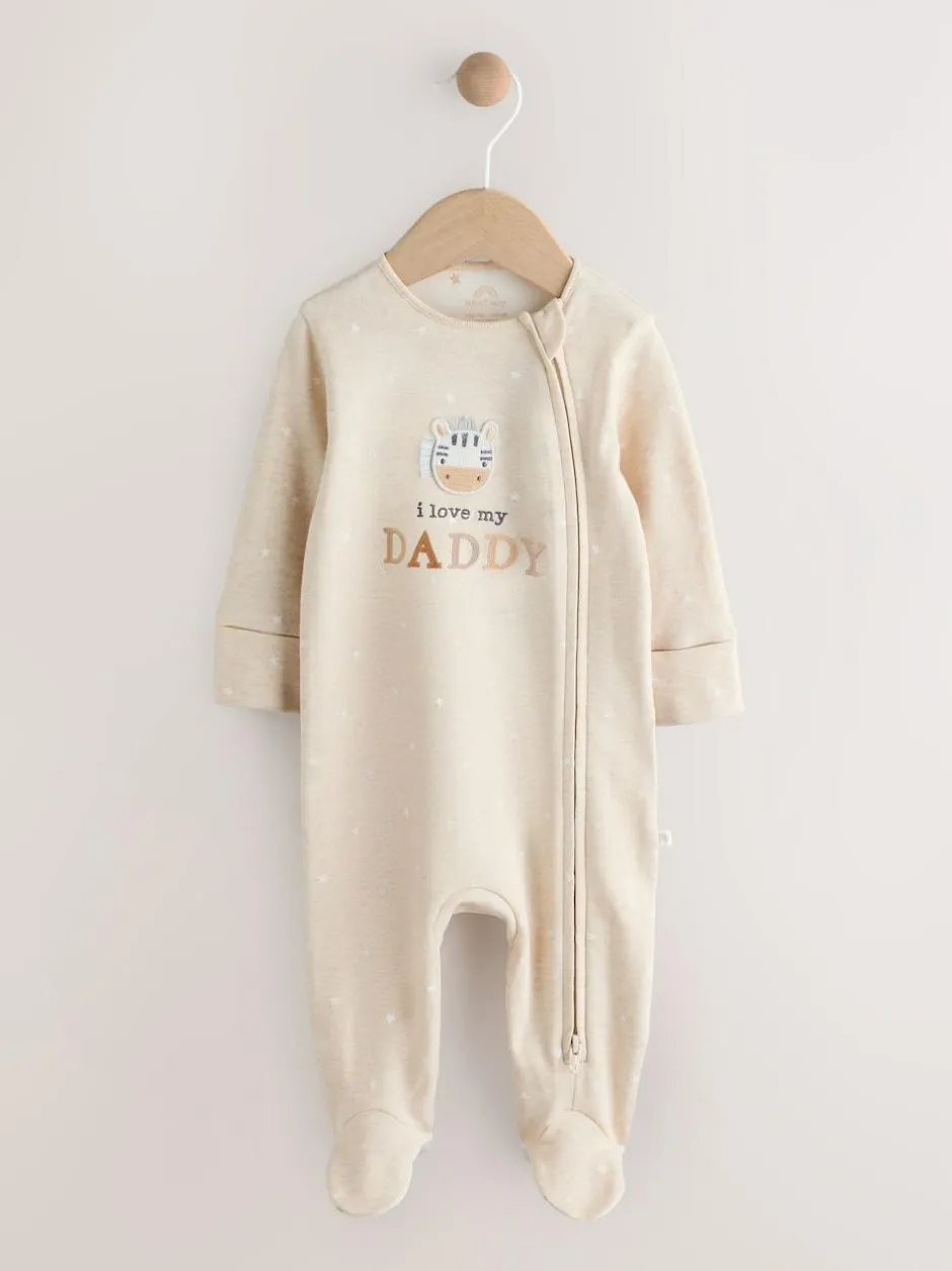 Next Two Way Zip Baby Sleepsuit (0-18mths) Neutral I Love My Daddy Sale