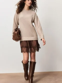 Next 2-In-1 Soft Touch Jumper Lace Skirt Neutral Discount