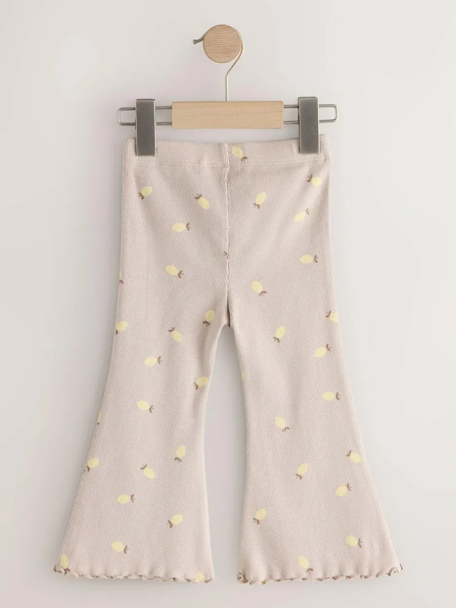 Next Neutral Lemon Print Rib Flare Leggings (3mths-7yrs) Hot