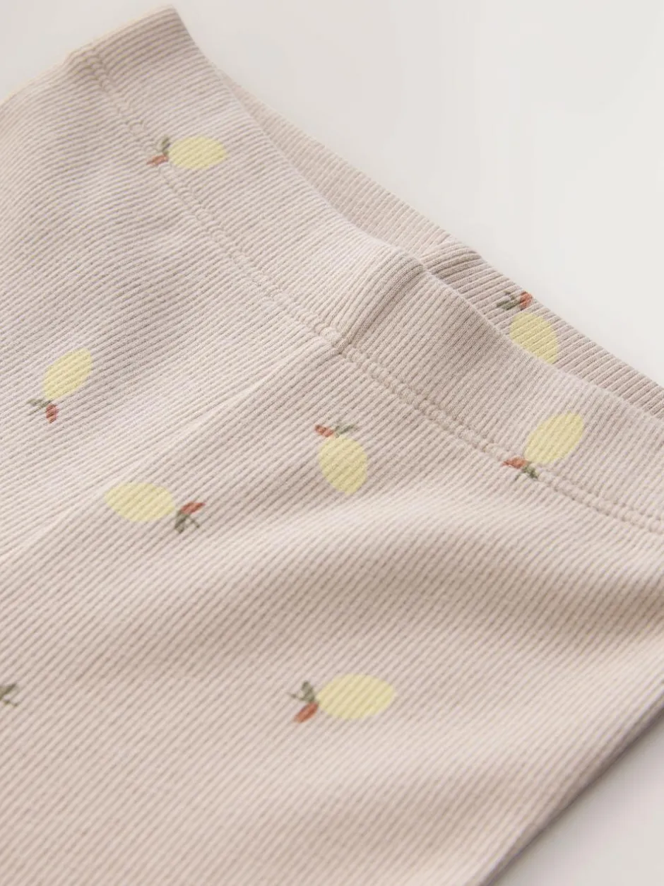 Next Neutral Lemon Print Rib Flare Leggings (3mths-7yrs) Hot