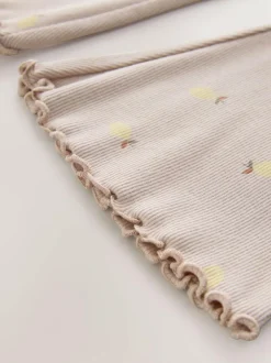 Next Neutral Lemon Print Rib Flare Leggings (3mths-7yrs) Hot