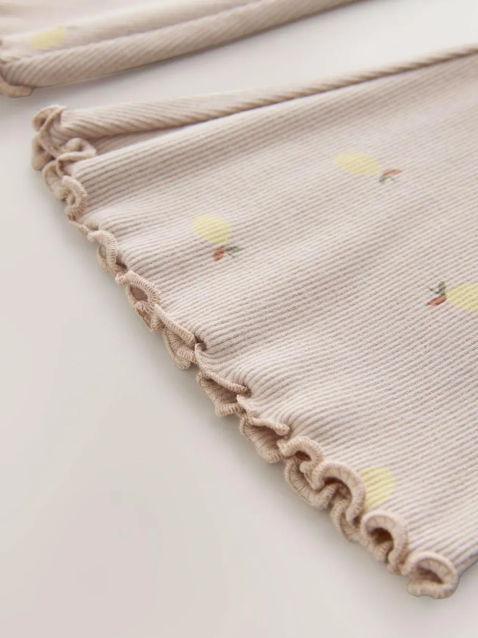 Next Neutral Lemon Print Rib Flare Leggings (3mths-7yrs) Hot