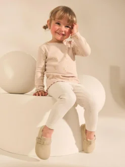 Next Neutral Long Sleeve Rib Tops 5 Pack (3mths-7yrs) Online