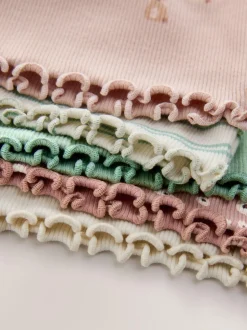 Next Neutral Long Sleeve Rib Tops 5 Pack (3mths-7yrs) Online