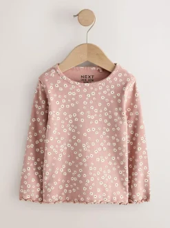 Next Neutral Long Sleeve Rib Tops 5 Pack (3mths-7yrs) Online