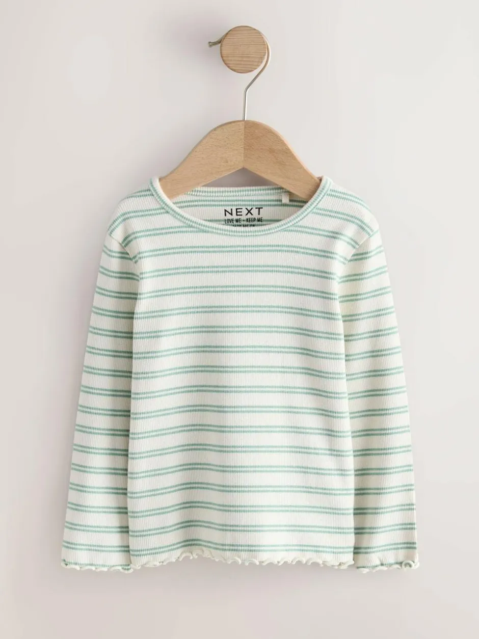 Next Neutral Long Sleeve Rib Tops 5 Pack (3mths-7yrs) Online